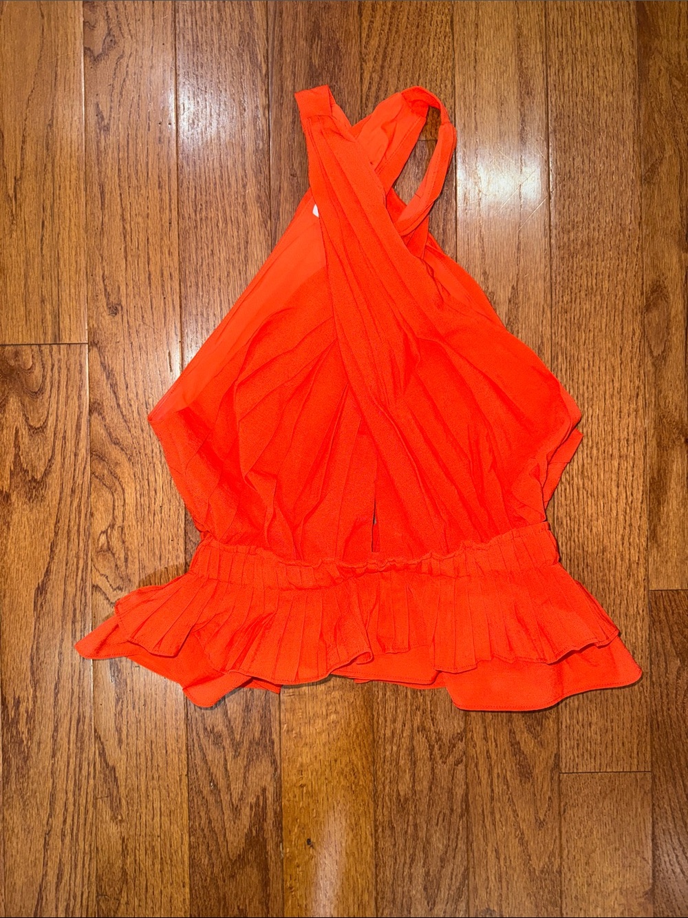 DO+BE Bright Orange Ruffled Halter Camisole